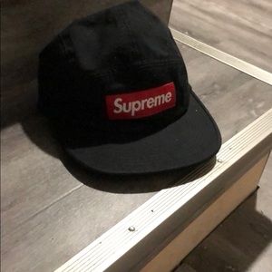 Black supreme camp cap red box logo